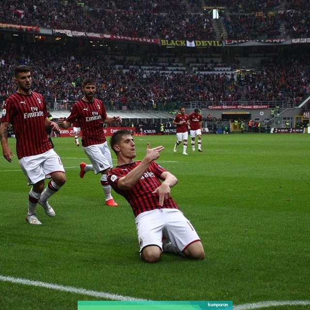 Para pemain Milan merayakan gol. Foto: Dok. Media AC Milan