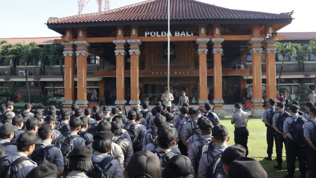 Apel Polda Bali dalam rangka pengamanan Pemilu 2019 (kanalbali/Dok)