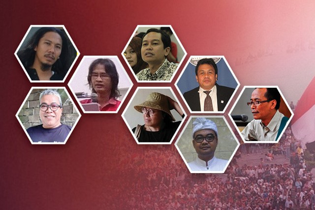 Para tokoh asal Malang yang ikut berdemonstrasi di 1998. Ada juga yang mengabadikan gerakan Mei 1998 melalui sembuah karya sastra.(olah foto tim desainer tugu malang).
