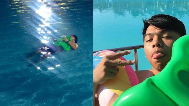Seth Gabriel Ricafort, pria Filipina yang tidur 7 jam mengambang di kolam renang. (Foto: Twitter @dogiegodie)