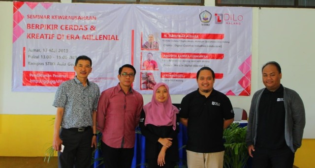 Para narasumber dari perwakilan STIKI Malang dalam acara seminar kewirausahaan, beberapa waktu lalu.(foto-foto dokumen). 