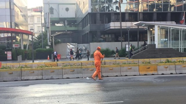 Suasana di Thamrin pada Senin (27/5) pagi