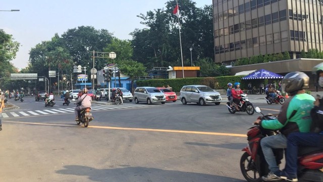 Suasana di Thamrin pada Senin (27/5) pagi
