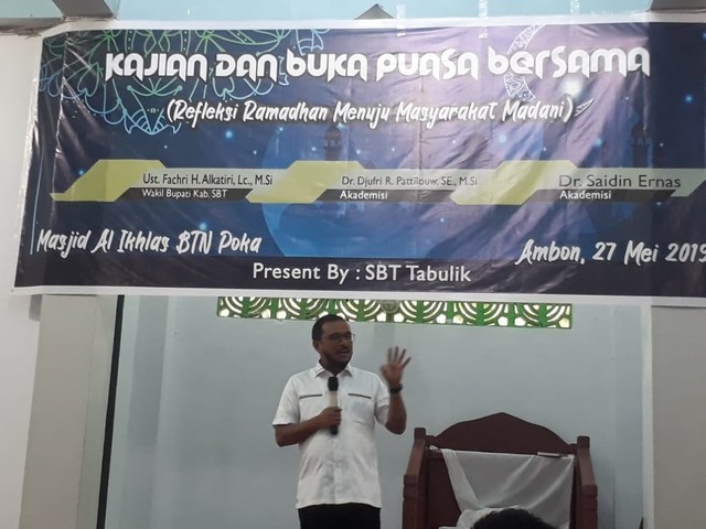 Wakil Bupati Kabupaten Seram Bagain Timur (SBT) Fachri Husni Alkatiri, Lc. M.Si., (27/5) DOk : Lentera Maluku