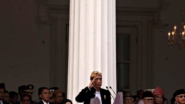 Presiden Joko Widodo (tengah) saat Upacara Hari Kelahiran Pancasila di Gedung Pancasila, Jakarta (1/6/2019). Foto: Irfan Adi Saputra/kumparan