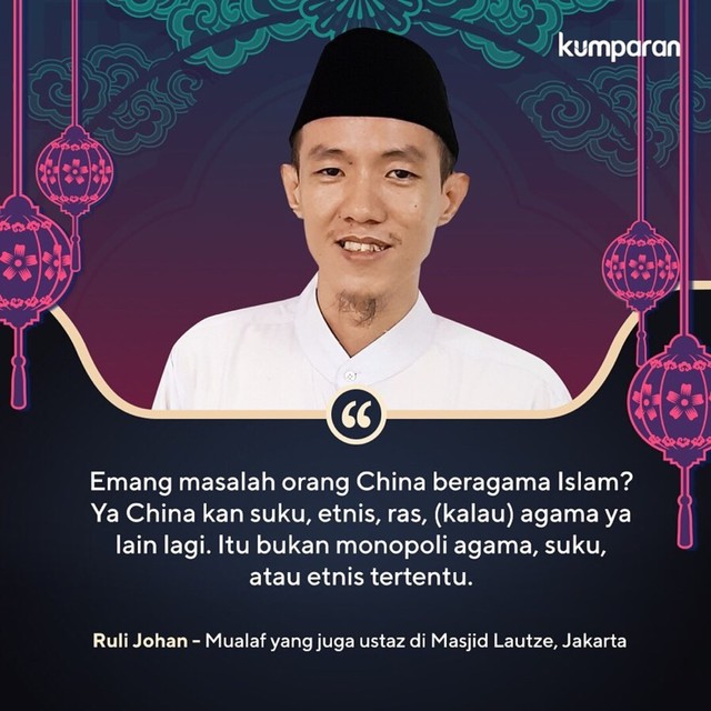 Ruli Johan, Mualaf yang juga ustaz di Masjid Lautze, Jakarta. Foto: kumparan