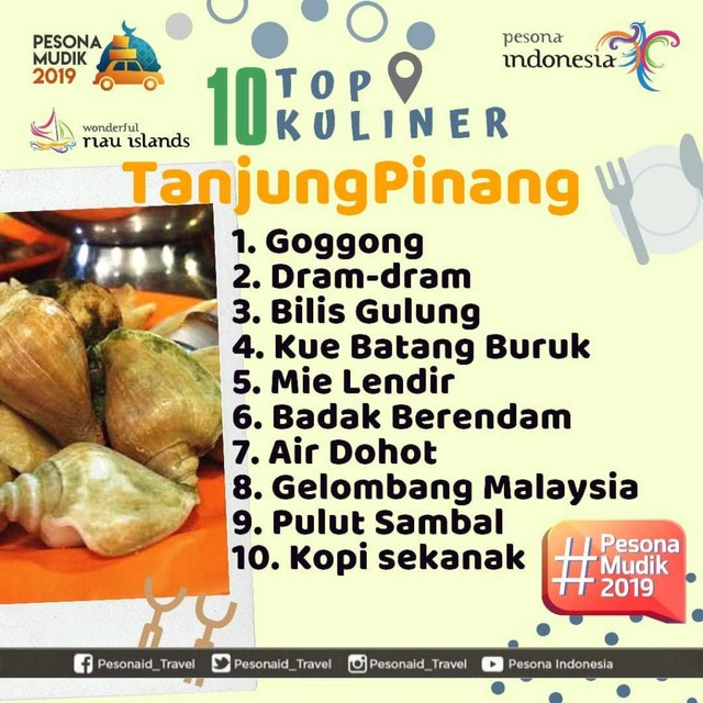 com-Daftar kuliner di Tanjungpinang Foto: Dok. Kementerian Pariwisata