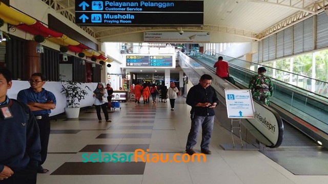 BEGINILAH kondisi Bandara Sultan Syarif Kasim (SSK) II, Pekanbaru, sepi. Selama arus mudik 2019 ini, Bandara SSK II mencatat telah terjadi penurunan 25 persen penumpang dibandingkan tahun 2018 silam.  