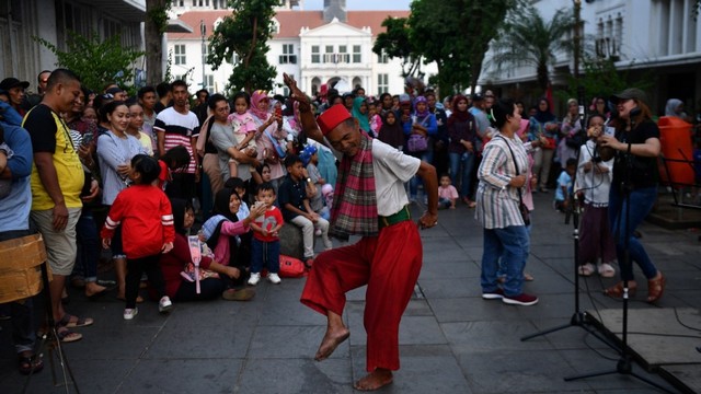 Suasana wisata Kota Tua di Jakarta Barat, Jumat (7/6/2019). Foto: ANTARA FOTO/Sigid Kurniawan