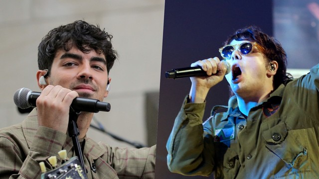 Penyanyi Joe Jonas dan Vokalis Band My Chemical Romance, Gerard Way. Foto: Reuters dan Getty Images