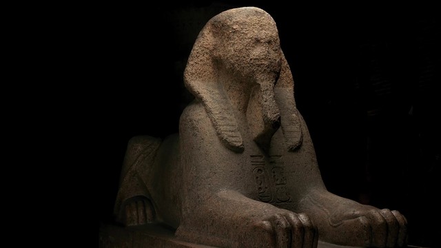 Ilustrasi patung sphinx Firaun Ramses II di Museum Penn, Philadelphia, AS. Foto: Museum Penn