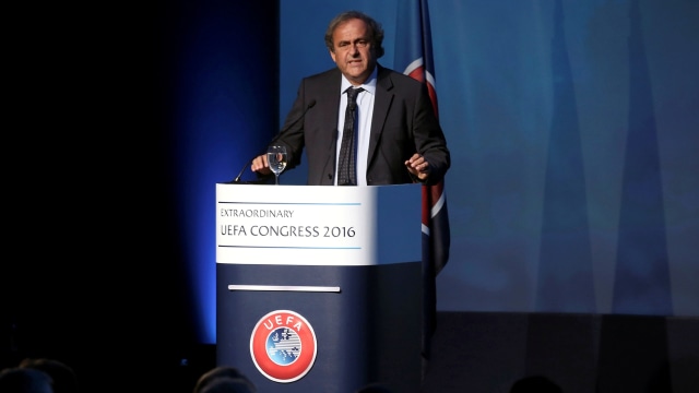 Michel Platini saat masih menjabat sebagai Presiden UEFA. Foto: REUTERS/Alkis Konstantinidis