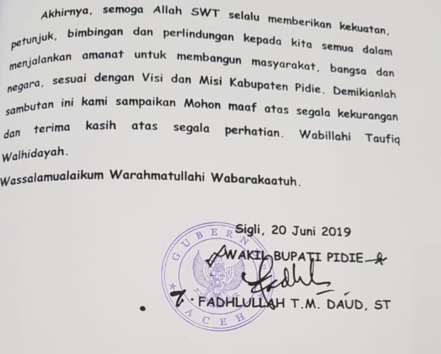 Anggota DPRD Protes Ada Stempel Gubernur Aceh di LKPJ Kabupaten Pidie (266302)
