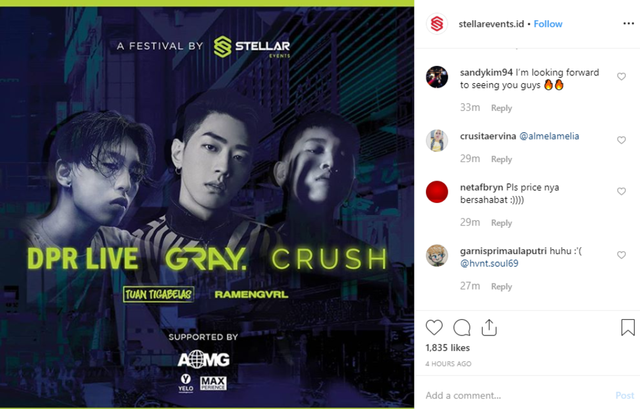 Komentar Instagram Stellar Events