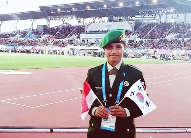 Serka Maria Risaputty Hindom yang saat itu usai mengikuti World Military Olympic Games 2015 di Korea Selatan. (Foto: Dok. Pribadi)