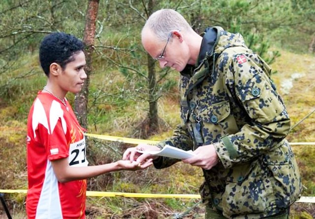 Saat Maria mendapatkan pengalaman ikut kejuaraan World Military Orienteering Championship (WMOC) 2012 di Denmark. (Foto pribadi)