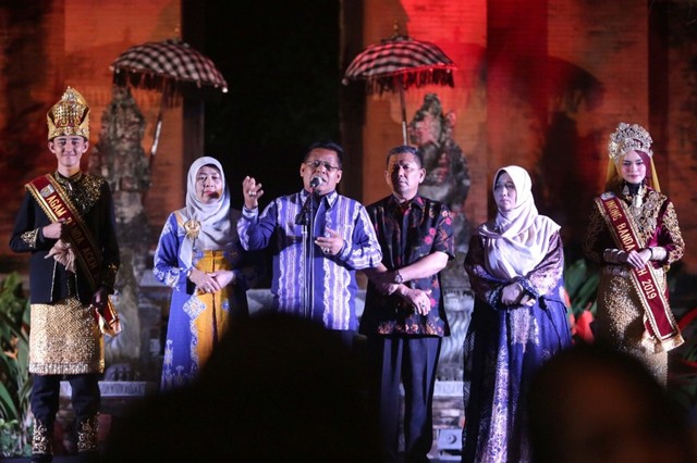 Aminullah Usman saat memberikan sambutan di ajang Festival Pusaka Nusantara di Karangasem, Bali. Foto: Humas Banda Aceh 