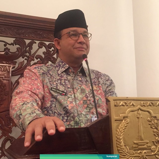 Gubernur DKI Jakarta, Anies Baswedan Saat Memberikan Sambutan di Balai Kota. Foto: Moh Fajri/kumparan