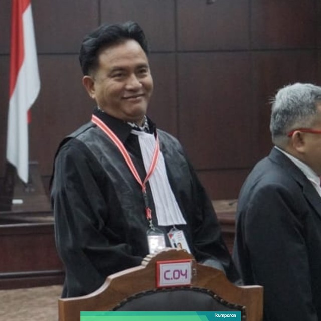 Yusril Ihza Mahendra saat Sidang lanjutan PHPU  di Mahkamah Konstitusi, Kamis (27/6). Foto: Helmi Afandi Abdullah/kumparan