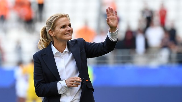 Pelatih Timnas Wanita Belanda, Sarina Wiegman. Foto: FRANCK FIFE / AFP