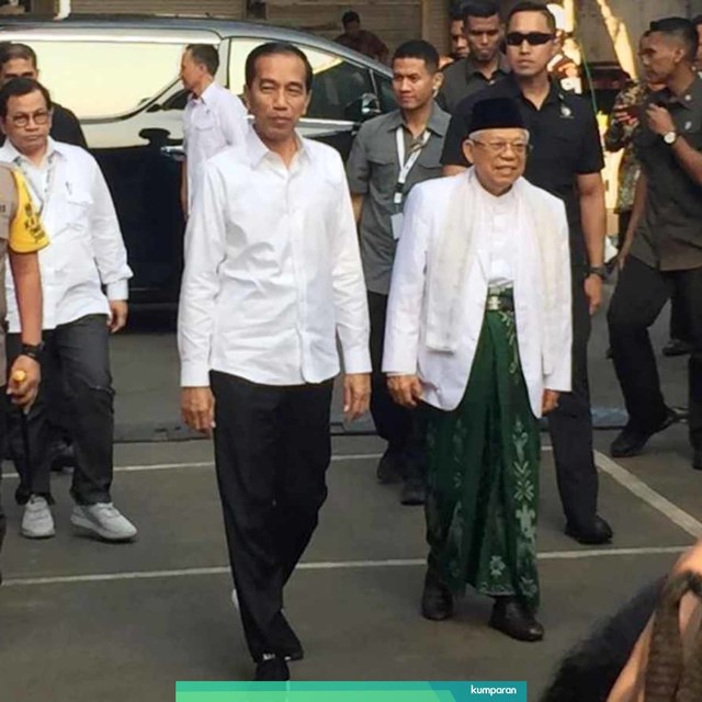 Pasangan Capres terpilih Jokowi-Ma’ruf Amin tiba di Gedung KPU, Jakarta Pusat Foto: Rafyq Panjaitan/kumparan