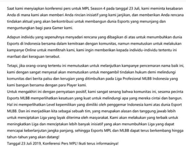 Surat Moonton untuk tim Louvre eSports (not cover)