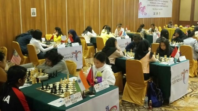 Suasana kejuaraan Asian Junior and Girls Chess Championship 2019 di Lor In Hotel, Karanganyar, pada Senin (1/7/2019). (Agung Santoso)