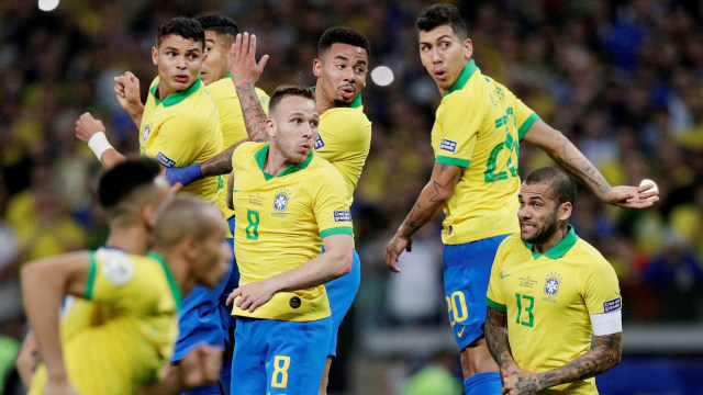 Pemain Brasil pada pertandingan semifinal Copa America 2019 di Estadio Belo Horizonte, Brasil. Foto: REUTERS / Ueslei Marcelino