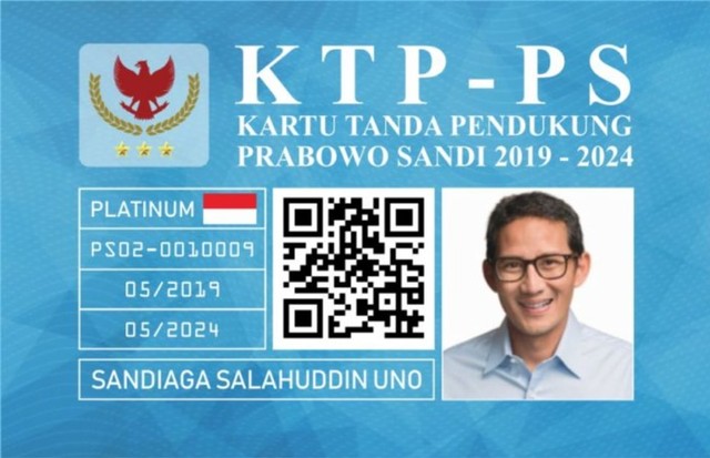 Contoh KTP Prabowo-Sandi Platinum.