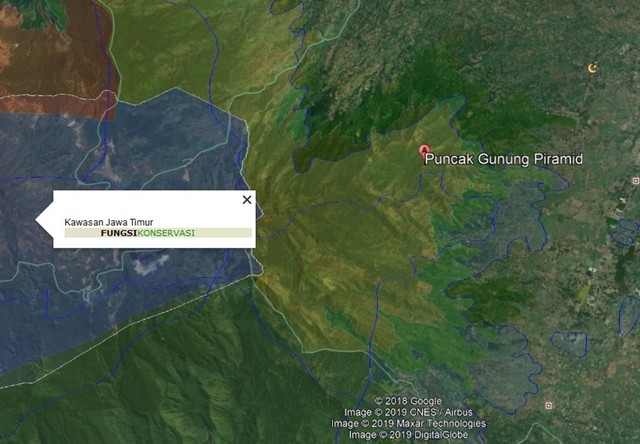 Peta lokasi konservasi dan Bukit Piramid Foto: Dok. BKSDA Jawa Timur