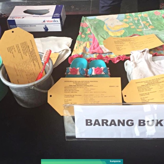 Barang bukti pembuhunan seorang Siswi SD di Bogor. Foto: Lutfan Darmawan/kumparan