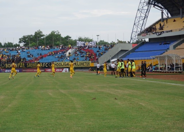 Sejumlah pemain Sriwijaya FC saat merayakan gol. (Dok. Urban Id) 