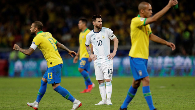 Messi di laga semifinal Copa America 2019 melawan Brasil. Foto: REUTERS/Ueslei Marcelino