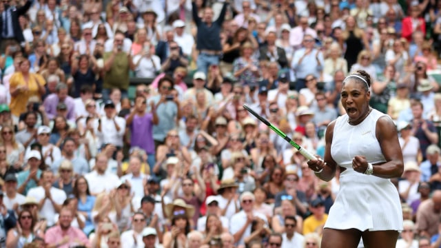 Serena merayakan kemenangan atas Alison Riske. Foto: Reuters/Hannah McKay