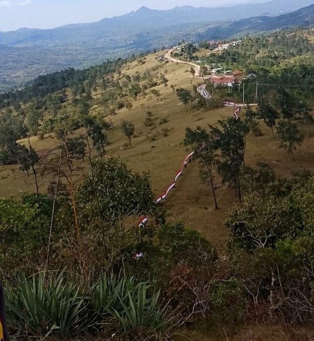 Merah Putih Sepanjang 1.773 Meter Terbentang di Batas Negara RI - RDTL (128170)
