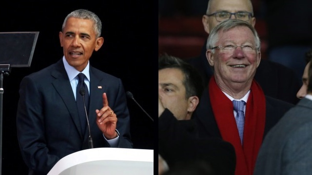 Barack Obama dan Sir Alex Ferguson. (Foto: Siphiwe Sibeko/Andrew Yates/Reuters)