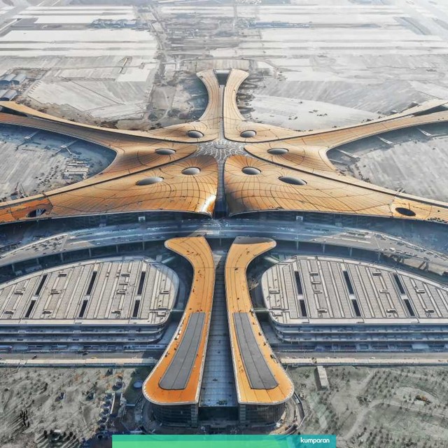 Foto udara Bandara Internasional Daxing Beijing, China. Foto: Getty Images