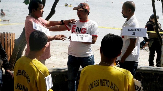 Rekonstruksi kasus pembunuhan Hilarius di Ancol