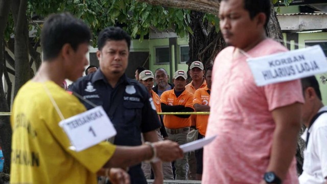Rekonstruksi kasus pembunuhan Hilarius di Ancol