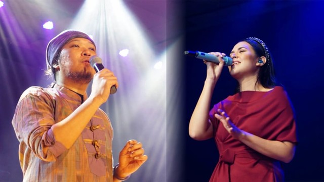 Noe Letto dan Raisa saat bernyanyi di Konser Istimewa di Yogyakarta. Foto: adn.