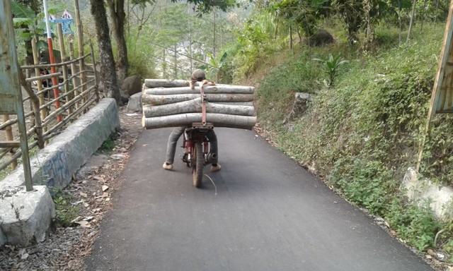 Perjuangan Tukang Ojek  Kayu  di Tegal Tembus Hutan hingga 