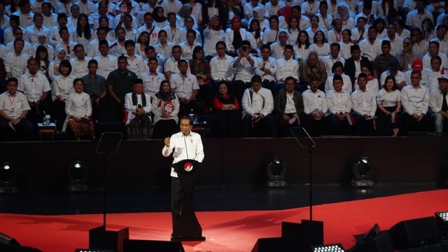 Joko Widodo bersama Ma'ruf, pidato kemenangan di Sentul International Convention Center (SICC)