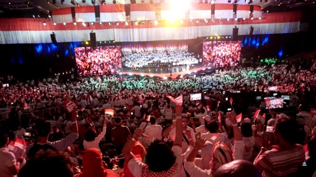 Joko Widodo bersama Ma'ruf, pidato kemenangan di Sentul International Convention Center (SICC)