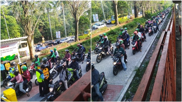 Suasana antre karena Secure Parking di sekitar Universitas Indonesia. Foto: Dok. Sakirin