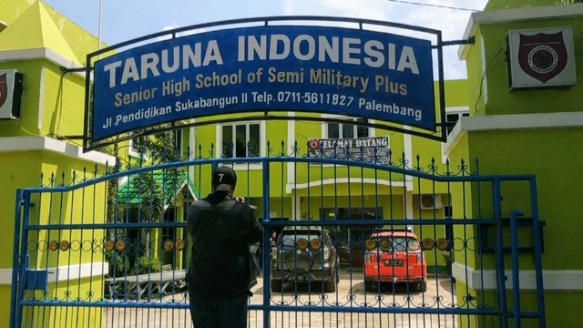 Gedung sekolah SMA Taruna Indoensia di Palembang, Sumatera Selatan.