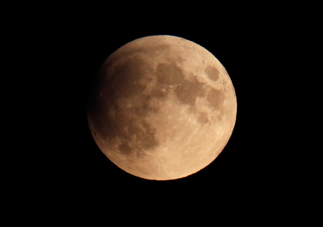 Gerhana bulan sebagian tampak di langit Berlin, Jerman, Selasa (16/7). Foto: Fabrizio Bensch/Reuters