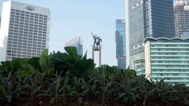 Lokasi getah-getih kesenian bambu di Bundaran HI