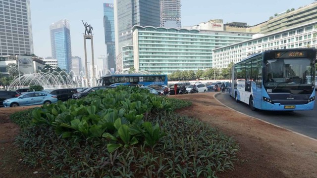 Lokasi getah-getih kesenian bambu di Bundaran HI