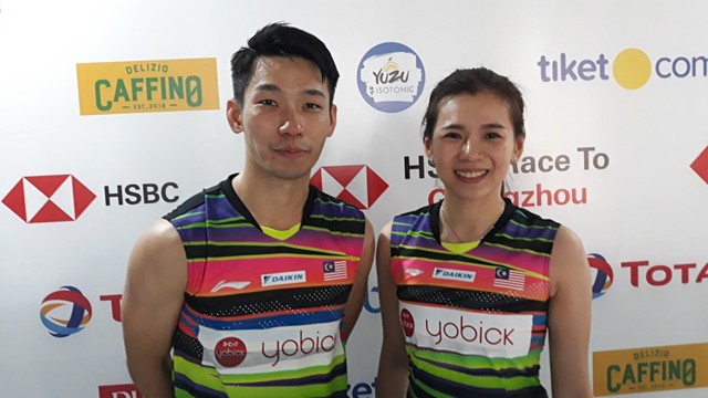 Chan Peng Soon/Goh Liu Ying, ganda campuran asal Malaysia usai laga Indonesia Open 2019. Foto: Aditia Rizki Nugraha/kumparan