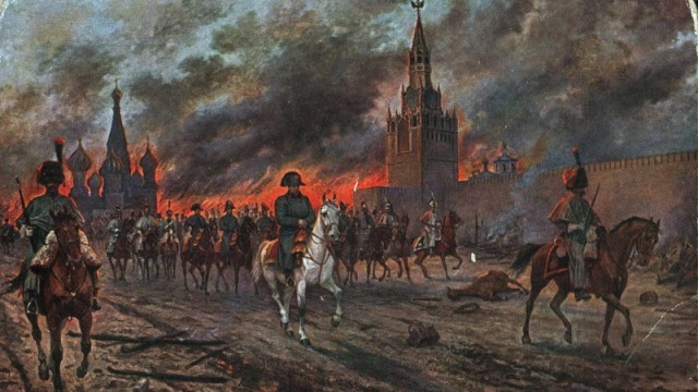 Lukisan 'Fire of Moscow' yang menggambarkan invasi Napoleon Bonaparte ke Rusia. (Foto: Viktor Mazurovsky)